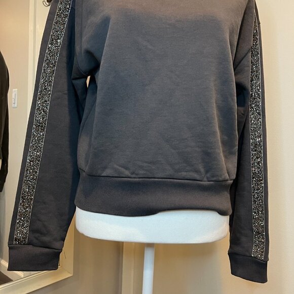Zara Gray crewneck Embellished Sweatshirt, Size Small - Picture 6 of 11